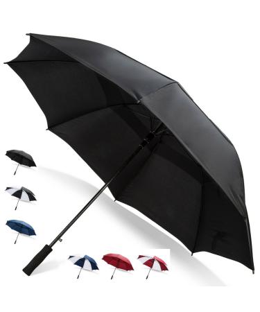 Third Floor Umbrellas 62/68 Inch Automatic Open Golf Umbrella - Extra Large Vented Windproof Waterproof Sturdy Double Canopy Black 68 inches (1-Pack)