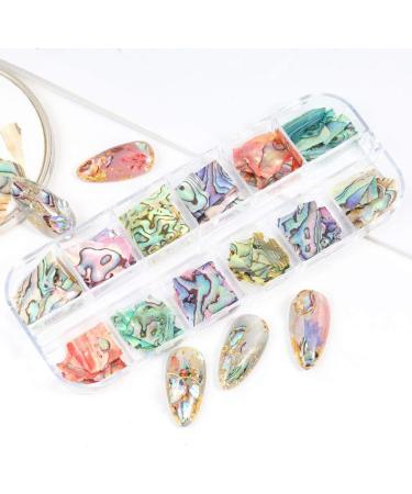 12 Colors Irregular Abalone Seashell 3D Nail Art Sequins - UV Gel Flake Mermaid DIY Nail Decor - Buy Online on GoSupps.com