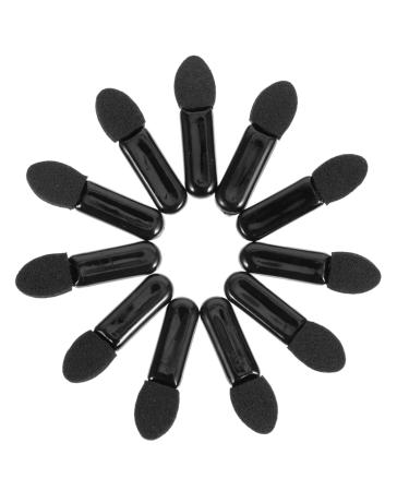 Baluue 100pcs Mini Eyeshadow Swab Foam Eyeshadow Makeup Wand Eyelash Applicator Plastic Black