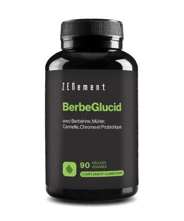 BerbeGlucid - For Glucose and Carbohydrates - Berberine, Mulberry, Cinnamon, Chromium and Probiotic - 90 Vegan, Additive Free, Gluten Free, Non-GMO Capsules