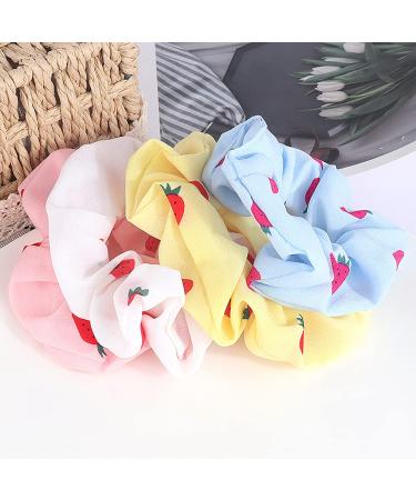 12 Pcs Cute Strawberry Hair Scrunchies - Elastic Hair Bands for Women and Girls - Buy Online on GoSupps.com