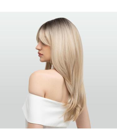 Feshfen Ombre Blonde Wig for Women | 45cm Synthetic Hair Ponytail | Natural Look Black to Blonde - Buy Online on GoSupps.com