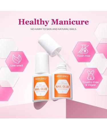 Modelones Nail Glue for Acrylic Nails - 2pcs Super Strong Brush-On Adhesive for Press On and Fake Nails - Buy Online on GoSupps.com