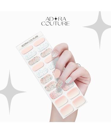 Adora Couture Semi Cured Gel Nail Strips - Pink & White Sparkle Manicure | Press On Nails for Women - Home Salon Kit (Sweetie Pie) - Buy Online on GoSupps.com