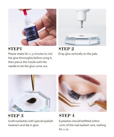 Golle Eyelash Adhesive - Waterproof Eyelash Glue for Extensions | No Tears Formula | Fast-Drying (0.17 fl. oz) | Max Bond 6-7 Weeks - Professional Use Only - Buy Online on GoSupps.com