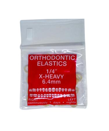 Orthodontic Intraoral Elastics - 10 bag x 100pcs - Extra Heavy 1/4" 8 oz 6.4mm Surgical Latex - 1000pcs Dental natural material - Made in USA - Orthodentalusa Corp.