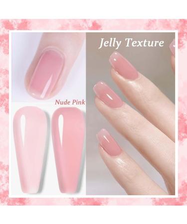 Jelly Nail Polish - Nude Pink Nail Varnish - Natural Pale Pink Quick Dry Nail Polish - Transparent Pink Crystal Sheer Polish - Long Lasting Air Dry No Need UV DIY Manicure Nail Art light Pink - Buy Online on GoSupps.com