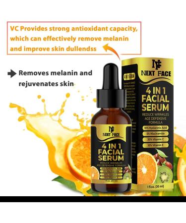Organic Vitamin C Serum For Face & Hyaluronic Acid. Anti-Aging Wrinkles Dark Spots Brightening Facial Serum With 30% Vitamin C 5% Niacinamide 10% Vitamin E Serum 4 In 1 Vitamin C. - Buy Online on GoSupps.com