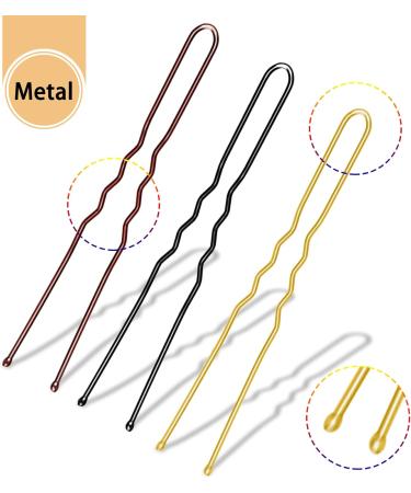 MBSomnus 150pcs U-Shaped Hair Pins Set for Women & Girls - Brown Hair Bobby Pins for Buns - Metal Hair Clips Hairdressing Salon Accessories - Black Gold Brown 7cm - Buy Online on GoSupps.com