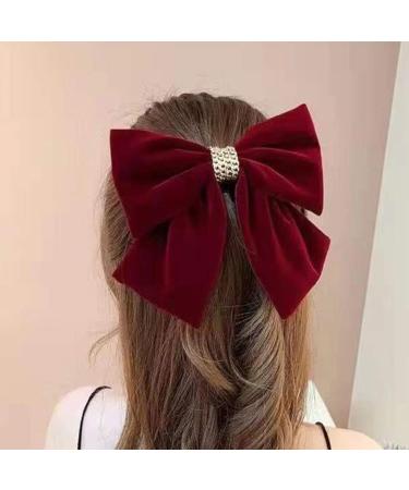 LVGPH Large Hair Bow Velvet Hair Clip Vintage Red Satin Hairclip Barrette Bowknot Bow Hairpins Hair Accessories Ponytail Barrettes French Headdress Bow for Adult Teens Women School Wear Clips - Buy Online on GoSupps.com