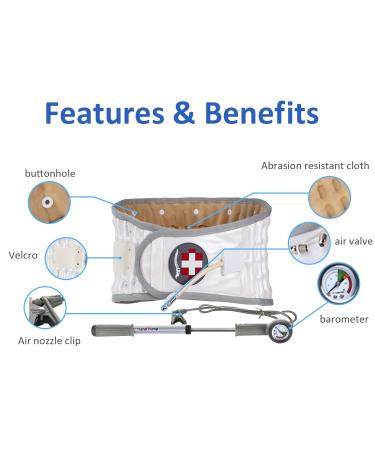 Inflatable Lumbar Traction Support Belt - Decompression Back Belt for Pain Relief - Fits Waist 32-36 inches - Ideal for Men & Women - Buy Online on GoSupps.com
