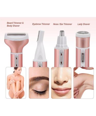 Ieron 4-in-1 Cordless Women's Razor - Rechargeable Painless Hair Removal & Bikini Trimmer for Face Legs Armpits Nose & Eyebrow - Buy Online on GoSupps.com