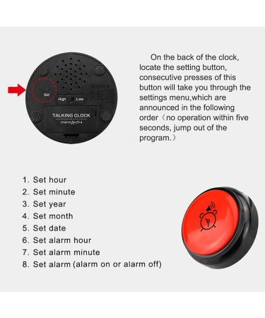 Memo24 Alarm Clock for Blind & Visually Impaired - Talking Clock with English Voice Volume Control & Batteries Included - Buy Online on GoSupps.com