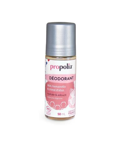 Propolia Propolia - COSMOS ORGANIC - Antiperspirant Deodorant - Moisturizes and softens - Honey Witch Hazel & Alum Crystal - Fresh lemony scent - Made in France - 50ml Roll-on