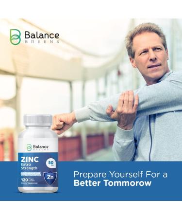 Balance Breens Zinc Extra Strength 50mg - 120 Vegan Non-GMO Tablets for Immune Support and Energy Boost - Buy Online on GoSupps.com