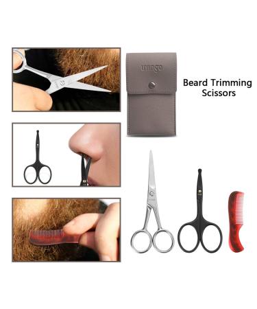 LIVINGO 4.5 Beard & Mustache Scissors for Men - Professional Stainless Steel Trimming Shears Kit with Mini Comb and Leather Case - Buy Online on GoSupps.com