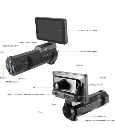 DIY Night Vision Scope with 1080p Video & Photo, 850nm Infrared Illuminator - 300m Range, 32G TF Card - for 38-44mm Eyepiece Scope - Buy Online on GoSupps.com