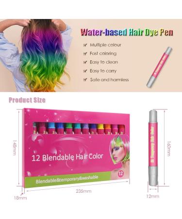 12 Color Temporary Hair Chalk Pens - Non-Toxic Instant Hair Coloring Set for Women, Ideal for Christmas Cosplay Party - WAWJ - Buy Online on GoSupps.com