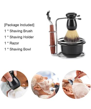 Men's Shaving Set - Manual Razor Stainless Steel Stand Brush & Bowl | Premium 4-Piece Grooming Kit for Men - Buy Online on GoSupps.com