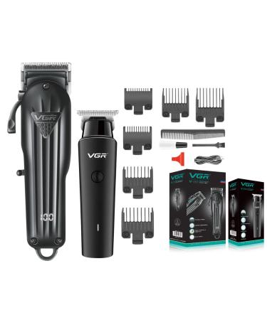 Professional Hair Clippers Set for Men's Hair Cutting Cordless T-Blade Trimmer for Fades & Blending Clipper Set and Detailer Barber Kit Cordless Detailer