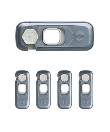 5 PCS Cupboard Locks for Children Self-Adhesive Child Locks for Kitchen Cupboards Fridge Lock Suitable for Double Door Refrigerators Cabinets Drawers (Transparent Blue)
