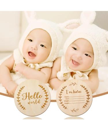 1Pcs Newborn Baby Announcement Sign Bulletin Board with Marker Round Wooden Baby Birth Sign Hello World Newborn Welcome Sign Photo Prop for Christmas Baby Shower Birthday Gift Keepsake - Buy Online on GoSupps.com