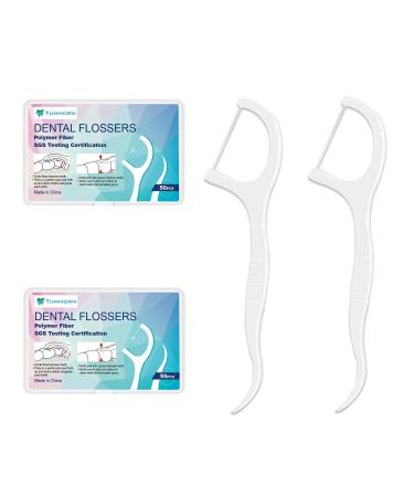 Dental Floss Picks Oral Care Dental Flossers Travel Floss Picks for Teeth Cleaning Portable Case Toothpicks Sticks 100 Count (2 Boxes) 0.02 Foot (Pack of 100)