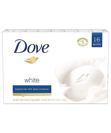 Dove White Original Beauty Soap Bar 4 Oz Each (16 Count)