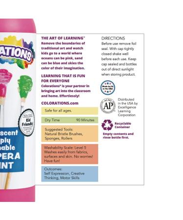 Colorations Washable Tempera Paint Set - 6 Colors, 8 oz. Each - Non-Toxic - Buy Online on GoSupps.com