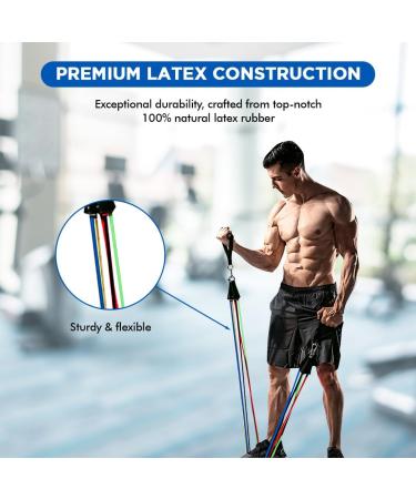 Endless EL1043 Toning Tubes Set of 5 - Multi Color Resistance Bands with Door Anchor & Carry Bag | Natural Latex | Gym Equipment for Men & Women - Buy Online on GoSupps.com