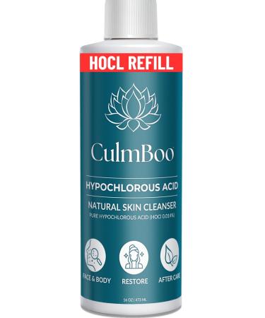 CulmBoo Hypochlorous Acid Spray for Face & Skin - HOCl Acne Prone Skin Eczema Natural Tattoo Aftercare Piercing Aftercare Spray Eye Lash Cleanser Face Mist Toner Wound Care Cleanser 16 Fl Oz