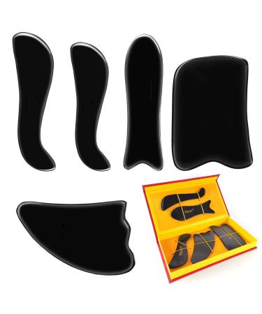 Buffalo Horn Gua Sha Guasha Board Massage Tool Set 5 Piece Set