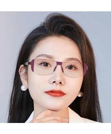 Lightweight TR Rimless Reading Glasses for Men Women Trendy Tinted Lens Bifocal Blue Light Blocking Readers(Couleur:Red Grandeur:1.0x) - Buy Online on GoSupps.com