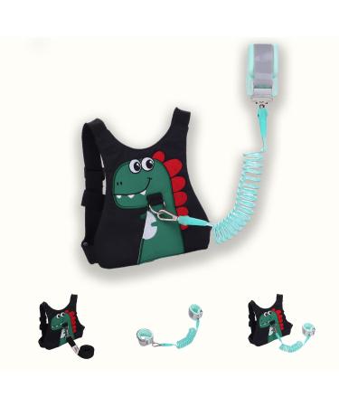 Toddler Leash for Child- Kids Safety Walking Harness and Baby Anti Lost Wrist Link for Girls/Boys Travel (Black Dinosaur)