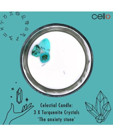 Celestial Large Scented Candle with Turquenite Gemstones - Blue Crystal Astrology Gift for Men and Women - Anxiety Relief Candle - Buy Online on GoSupps.com
