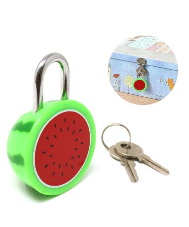 JALCH Cute Watermelon Fruit-Shaped Mini Lock with Key - Ideal for Securing Your Travel Gear School Supplies and Valuables