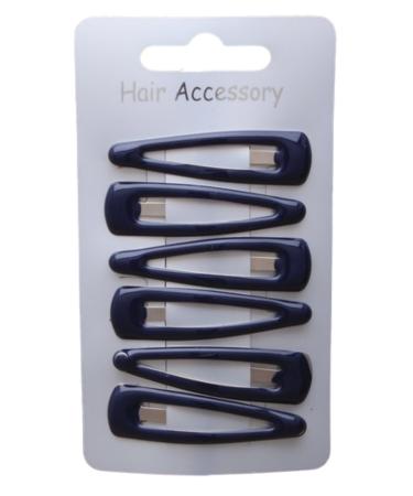 Set of 6 Navy Blue Hair Clips Snap Bendies Sleepies 5cm (2) by Pritties Accessories
