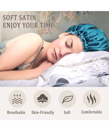 EpoBob Satin Bonnet for Sleeping - 3 Pcs Set, Adjustable Size, Double-Sided Design - Black Purple Blue - Buy Online on GoSupps.com