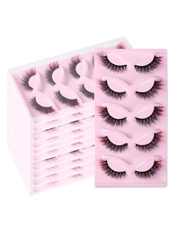 Colored Wispy False Eyelashes - Fluffy Faux Mink Cat Eye Lashes Kit | 10mm Natural 3D Lashes - 5 Pairs Easy to Apply - Buy Online on GoSupps.com