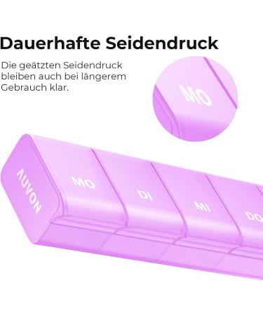 Auvon 7-Day Pill Organizer Box | BPA-Free Portable Medication Case | Improved Open Design for Vitamins & Fish Oil - E-Violet - Buy Online on GoSupps.com