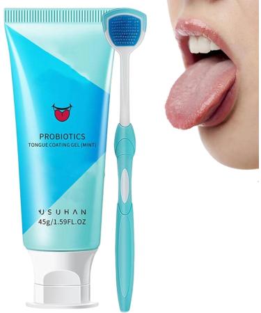 Virtcoy Natural Tongue Cleaning Gel - Ergonomic Brush Set for Bad Breath & Stain Removal | Organic Oral Care - Buy Online on GoSupps.com