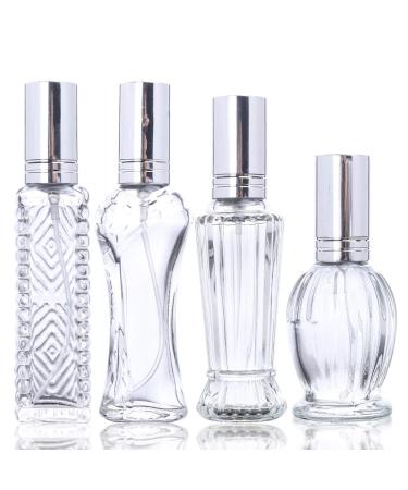 H&D 4pcs Vintage Refillable Perfume Bottles Glass Empty Spray Bottle Wedding Lady Gifts