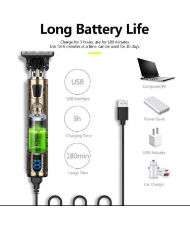 Professional Men's Hair Clippers Trimmers Beard Shaver Cordless Metal Waterproof LED Screen - Buy Online on GoSupps.com