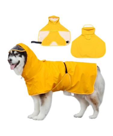 Wufanc raincoat dog - yellow rain jacket dog with a transparent hood - hundred coat waterproof with invisible linen holes for large medium -sized and small dogs (3XL)