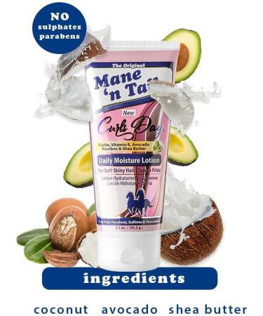 Mane 'n Tail Curls Day - Daily Moisture Lotion 184.3g - With Coconut Oil and Shea Butter - Promotes healthy hair growth - NO PARABENS NO SULPHATES NO PETROLATUM - Buy Online on GoSupps.com
