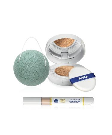 NIVEA Q10 Plus Anti-Wrinkle Skin Care Gift Set | Cushion Cream & Concealer | Free Mini Soft | 15ml & 5ml - Buy Online on GoSupps.com