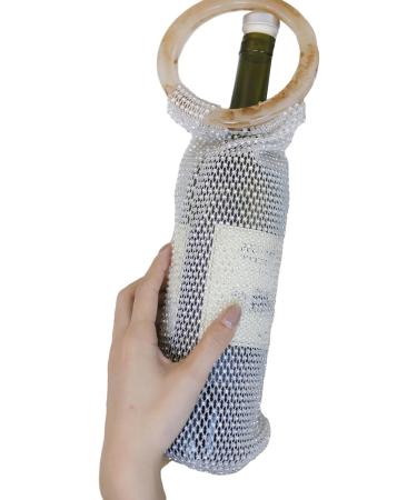YANIYA Trendy Beverage Bag Expandable Mesh Pocket Wine Portable Insulation Cup Bag Water Bottle Holder Handwoven Gift Water Bottle Insulation Bag Brown - Buy Online on GoSupps.com