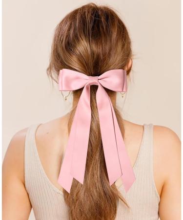 2PCS Silky Satin Hair Bows Hair Clip Black Hair Ribbon Ponytail Holder Accessories Slides Metal Clips Hair Bow for Women Girls Toddlers Teens Kids Black+Red - Buy Online on GoSupps.com