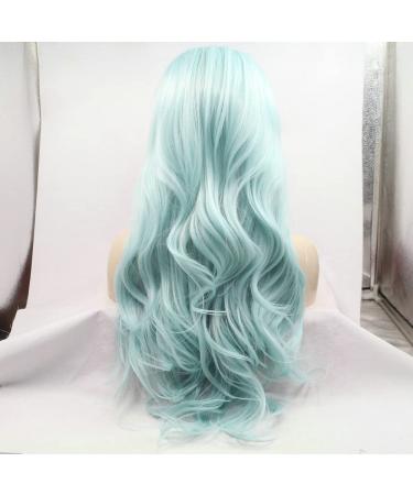 Light Blue Lace Front Wig for Women | Long Pastel Synthetic Hair Wig with Baby Hair | High-Quality Heat-Resistant Ice Blue Wig - Buy Online on GoSupps.com