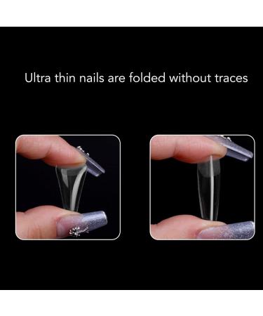 550 Tablets Long Clear Nails Ultra Thin Clear Stiletto Fake Nails Set Long Full Cover Almond Shaped with Rhinestones Designs for Wedding Dating Party Acrylic Nail Tips Kit - Buy Online on GoSupps.com